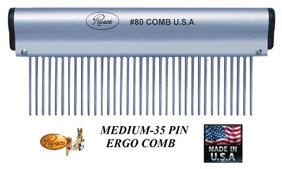 RESCO #80 Ergonomic Aluminum&Stainless Steel Long Pin MEDIUM COMB-Pet Grooming