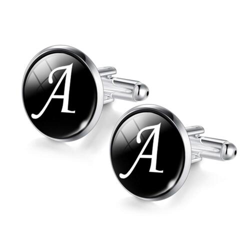 Mens initial letter silver alphabet cufflink cuff link wedding formal business - Picture 3 of 28