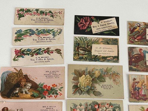 LOTE DE 1880/25 TARJETAS COMERCIALES VICTORIANAS PEQUEÑAS MAINE BRUNSWICK PORTLAND CORNISH +RI - Imagen 4 de 8
