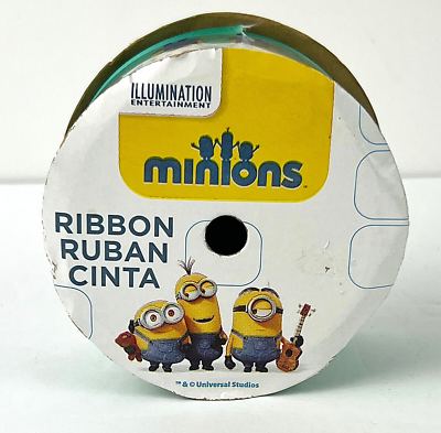 NEW Despicable Me MINIONS Print Green Satin Ribbon - 1.5