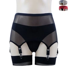 Fashion Sheer Mesh Stretchy 6 Straps Garter Belts Open Bottom Girdle Underwear