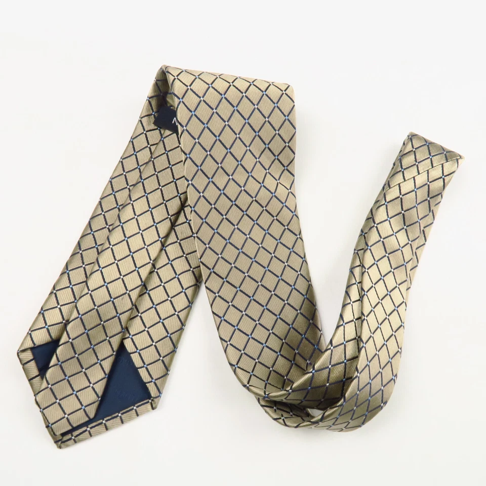 Nautica 棕褐色米色蓝色格子图案男式领带 58x3.5 专业优雅 — 第 4/4 张图片