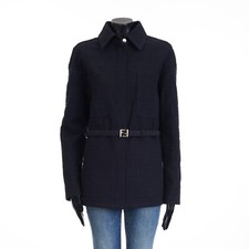 FENDI 1950 Dark Blue Go-To Jacket - FF Buckle Belt, Monogram Jacquard Denim