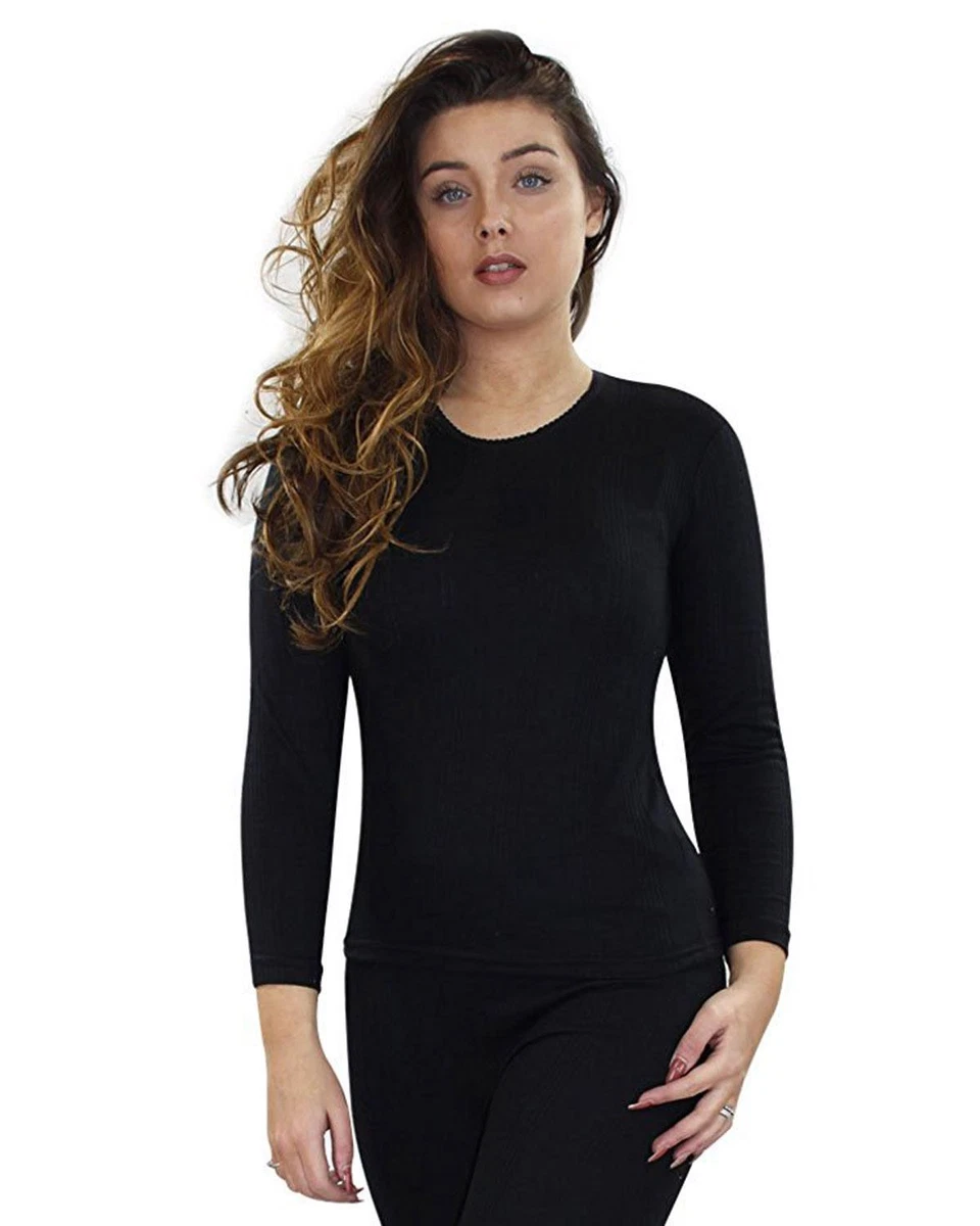 Ladies Thermal Underwear Top Long Sleeve T Shirt Vest Legging