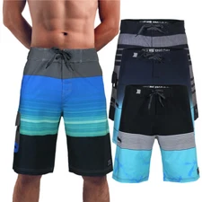 Blue Men's Teen's Stretch Wear Board Shorts Casual Travel Swim Trunks