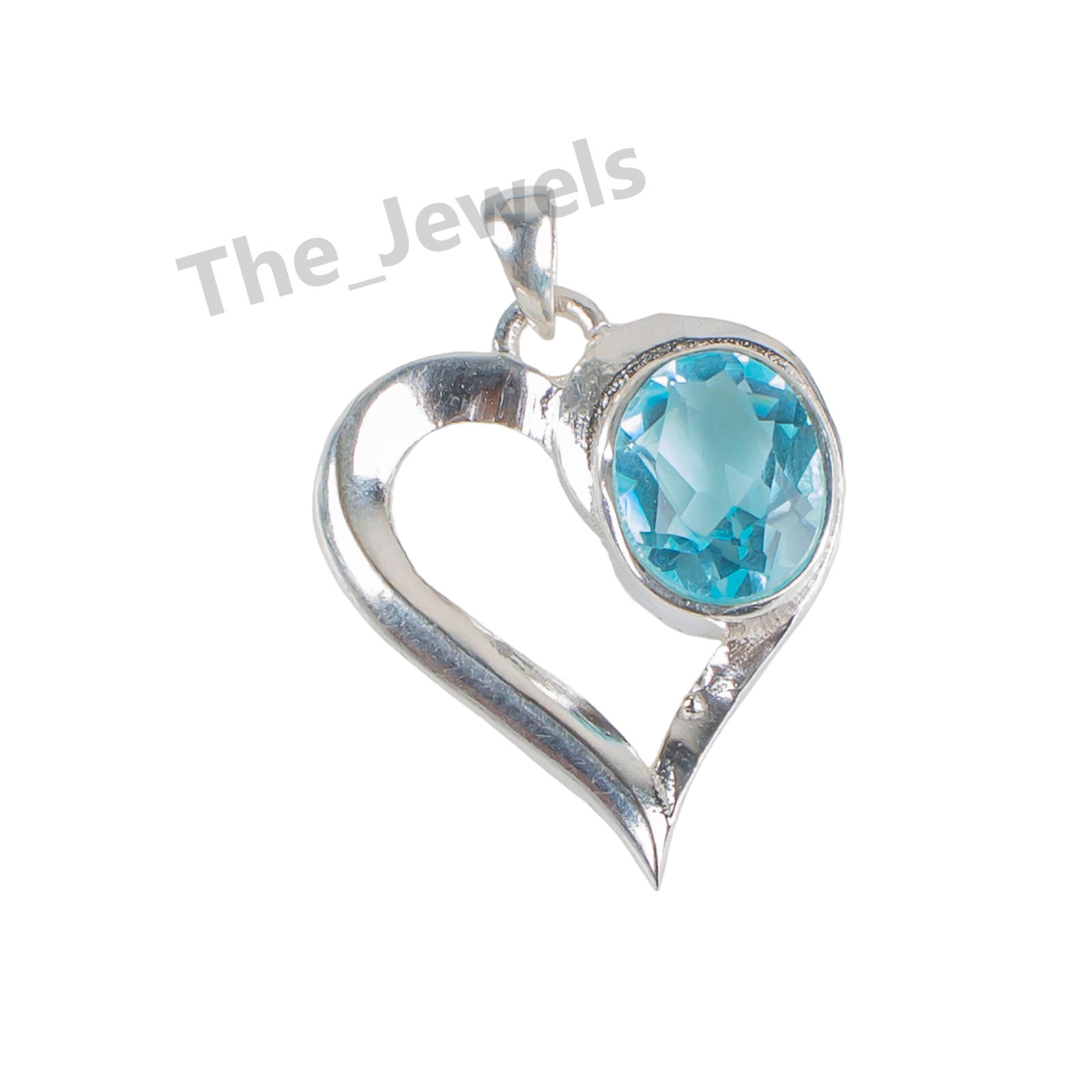 Natural Sky Blue Topaz Gemstone 925 Sterling Silver Heart Pendant For Love 1.02