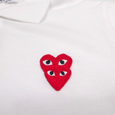 PLAY COMME DES GARÇONS Polo ダブルハート Play Comme des Garçons: Polo Shirt with Double Red Heart (Black