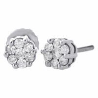 10K WeißGold Echte Diamant Ohrstecker 5Mm Kleine Blumen Set Ohrringe 0,25 Ct.
