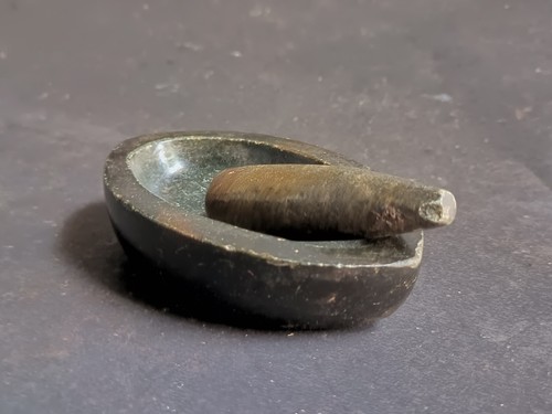 Old Vintage Rare Handmade Black Stone Small Mortar & Pestle For Spice Kharal - Picture 13 of 22