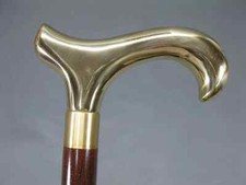 Solid Brass Head Handle With Brown Wooden Vintage Walking Stick Handmade Gift