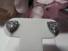 Lovely Heart Silver 1.0 Ct Each AAA Cubic Zirconia Stud Earrings