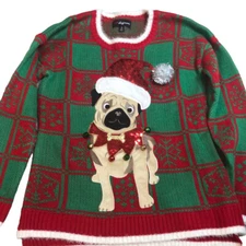 Ugly Christmas Sweater pug size medium 
