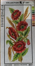 Printed needlepoint Tapestry Gobelin Canvas Only 30x60 Cm Wild poppies