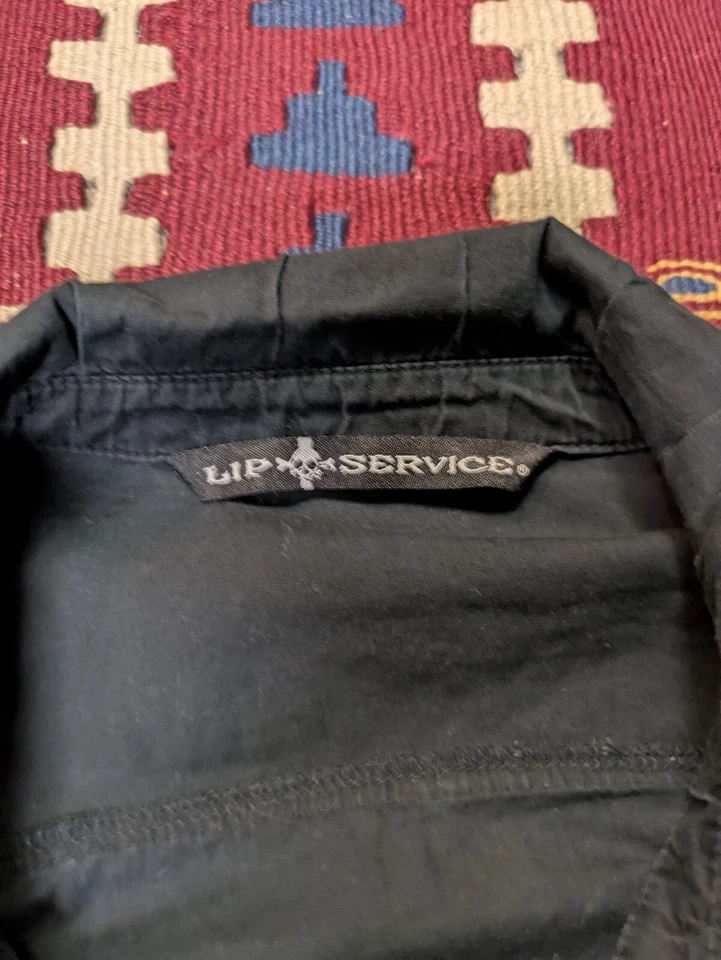 Y2K Lip Service Shirt, Medium, Goth / Emo, Longsleeve, Shoulder Straps - Image 4 of 4