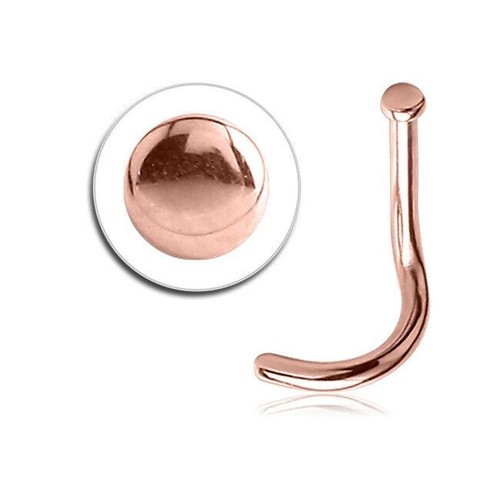 Rose Gold 316L Surgical Steel Nose Screw Straight L Bend Stud Ring 1.5mm Disc - Picture 6 of 6