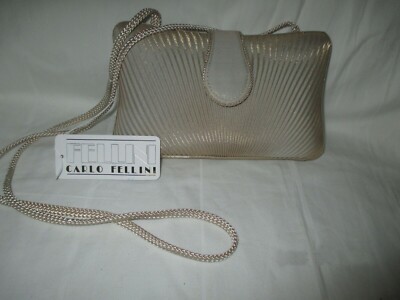 CARLO FELLINI+WOMEN'S+EVENING BAGS+CHAMPAGNE+SHOULDER STRAP/CLUTCH
