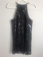 Show Me Your Mumu Gomez Mini Dress-Black Sequin-Halter-Party Event-Size Small