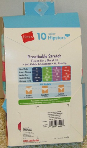 NEW Girls Hanes 10 Pairs Tagless Hipsters L 10/12 - Picture 2 of 3