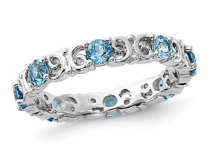 1.15 Carat (ctw) Blue Topaz Band Ring in Sterling Silver - Click1Get2 Price Drop