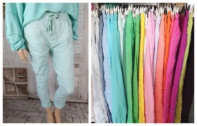 Damen Italy Joggpants Hose stretch uni Sommer/Herbst+NeonfarbenGr.38-42