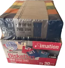 2002 Imation Rainbow 3.5" Diskettes IBM Formatted 2HD 1.44MB 30 Pack