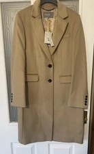 Jaeger Pure Wool Boyfriend Coat With Grey Undercollar Size 12