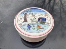 Villeroy & Boch Laplau Naif Christmas Covered Candy Trinket Dish Porcelain Small