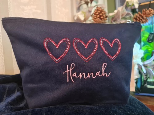 Personalised Embroidered gift for her Make Up / Wash Bag Name Birthday Gift - Picture 8 of 8