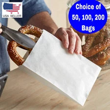 White Sandwich Bags Cookie Bag For Bakery Bread Snacks Wax Paper Bag 8x6x1 in