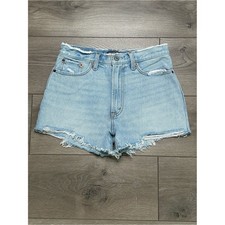 Abercrombie Fitch Annie High Rise Frayed Blue Jean Shorts Size 26