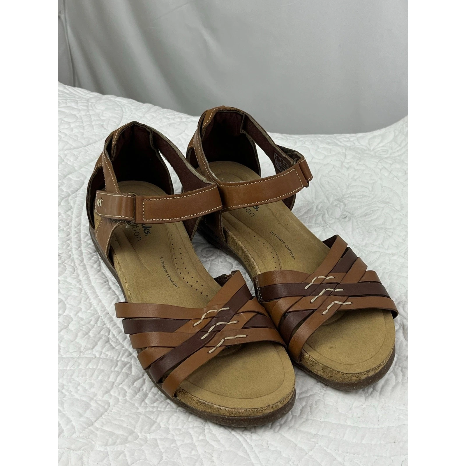 Sandali donna Clarks Collection marroni taglia 8 in pelle con cinturino massimo comfort