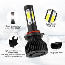 4-Sides 9005 9006 LED Headlight Combo High Low Beam Bulbs 6000K White