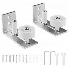 WINSOON 4.8 in. Silver Sliding Barn Door Floor Guide, Adjustable 2-Pack