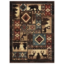 Home Dynamix Area Rug Buffalo Bear Brown/Red Southwest Wildlife Lodge 2ft x 3ft