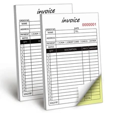 Homvle 6 Pack Invoice Receipt Book with Carbon Copies 8.3x5.5 Inches, 2-Part ...
