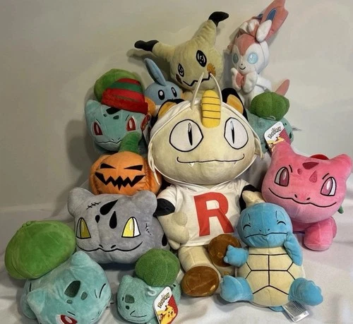 Pokemon Plush Lot Build A Bear Meowth Squirtle Sylveon Mimikyu Bulbasaur  ++