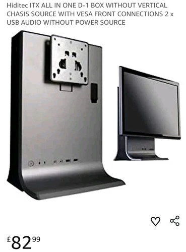 Hiditec D1 (Black) ITX Enclosure With 220w 80+ PSU Vesa Mountable Monitor