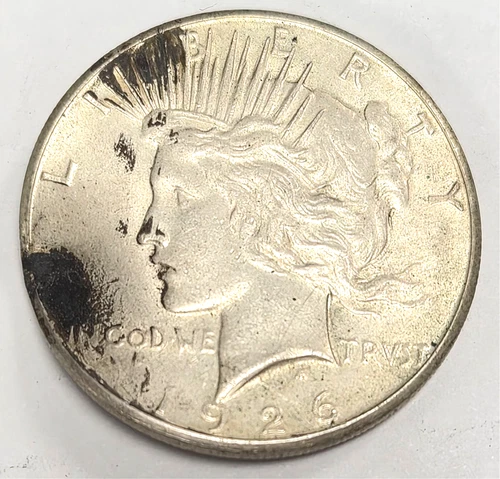 1926 S Peace Dollar Bullet Struck 90% Silver $1.00 Face Value Lucky Coin Error