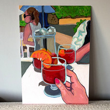 'Sangria' original still life acrylic painting on A3 canvas board unframed 2026