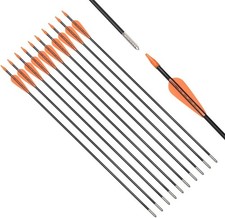 Fiberglass Arrows Black Spots with Orange Plastic Vanes 24 inch 6PCS,