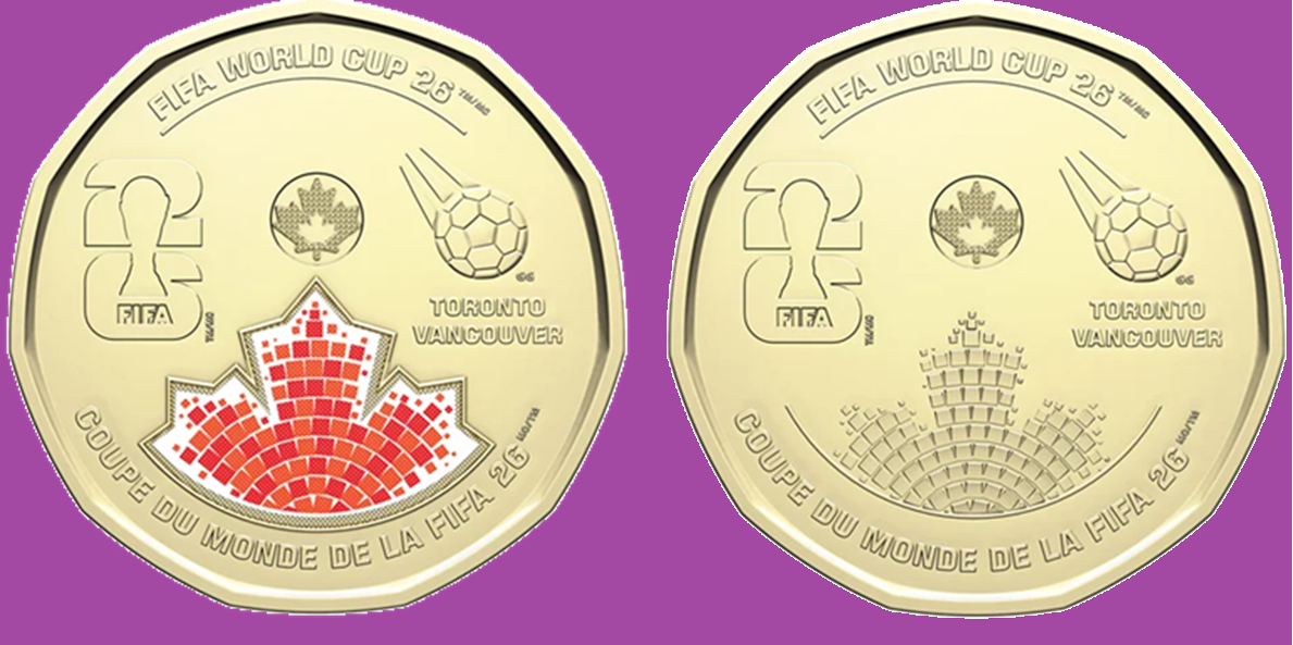 Set of 2026 Canada FIFA World Cup COl + Non-Col Loonie Mint UNC $1