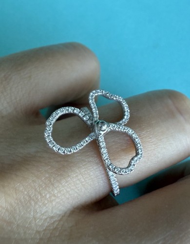 TIFFANY & CO. Platinum Pt950 Diamond LARGE Paper Flowers Ring Sz 6 - Picture 2 of 9