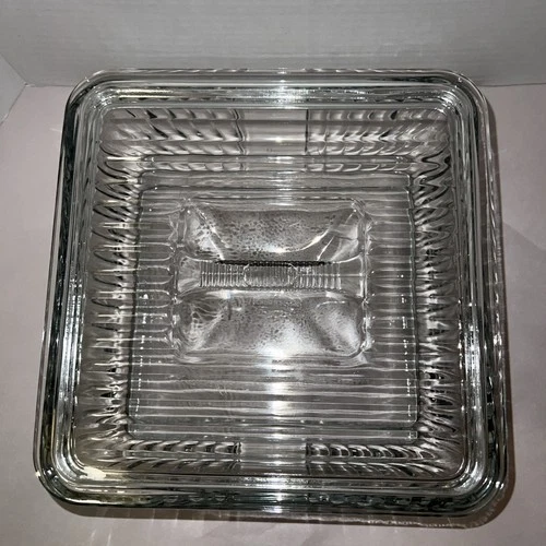 Vintage Refrigerator Dish Glass *Minor Issue. Anchor Hocking? Ribbed Glass