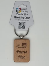 Puerto Rico Souvenirs Wood Key Chain Doble side Engraving