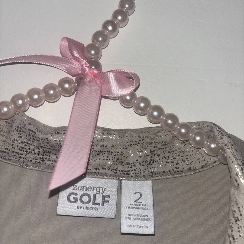 Camisa de golf Zenergy para mujer talla Lg 2 adelgazante elegante atuendo de campo deportiva estrás Foto 2 de 4