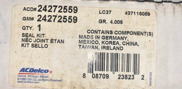 2009-2014 NEW GENUINE GM AUTOMATIC TRANSMISSION OVERHAUL SEAL KIT, P/N 24272559 - Image 4 of 4