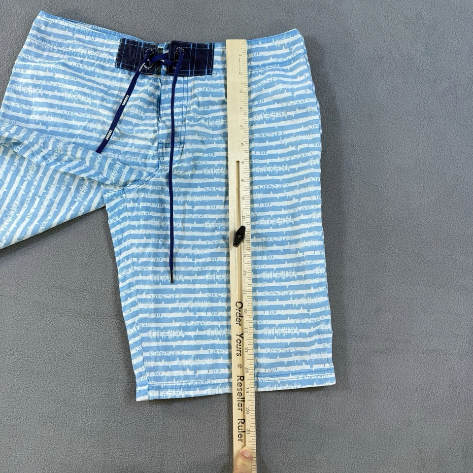 Diesel Board Shorts Para Hombre Pequeño Azul Rayas Forrado 10" Entrepierna Nadar Playa Bañador Foto 4 de 4