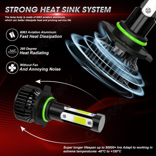 For Toyota Corolla 2001-2004 6000K LED Headlight Fog Light Bulbs Combo Kit White - Picture 7 of 15