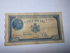 Romania 5000 Lei 1944 Vintage Banknote Circulated Condition World Paper Money