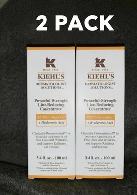 Kiehl's POWERFUL-STRENGTH Line Reducing Concentrate. 3.4 oz/100 ml (2 PACK) NIB